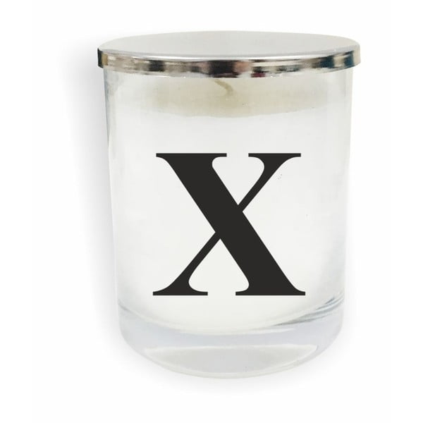 Monogram Glass Candle X fehér-fekete gyertya - North Carolina Scandinavian Home Decors