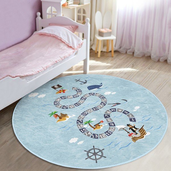 Világoskék gyerek szőnyeg ø 80 cm Comfort – Mila Home-image-1
