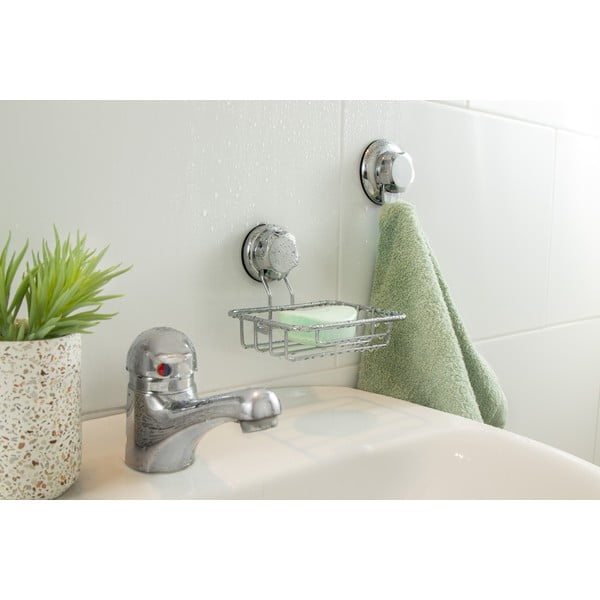 Ezüstszínű öntapadós acél szappantartó Bestlock Bath – Compactor-image-4