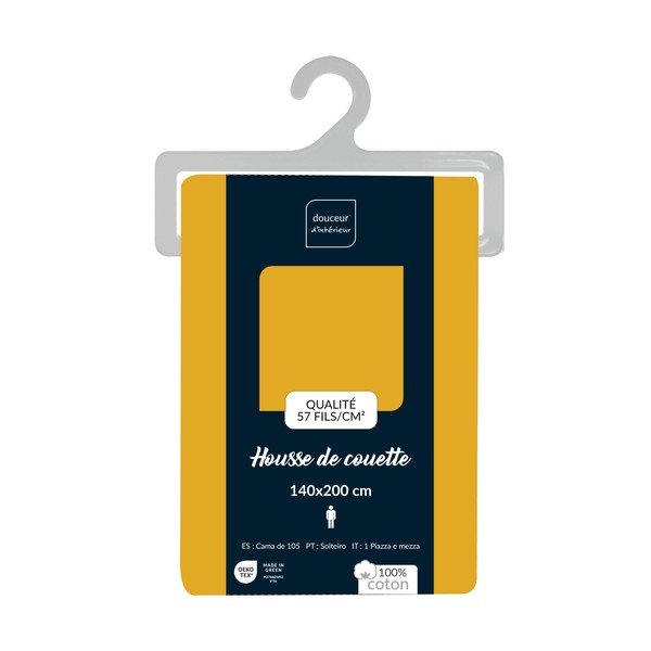 Sárga egyszemélyes pamut paplanhuzat 140x200 cm Lina – douceur d'intérieur-image-2