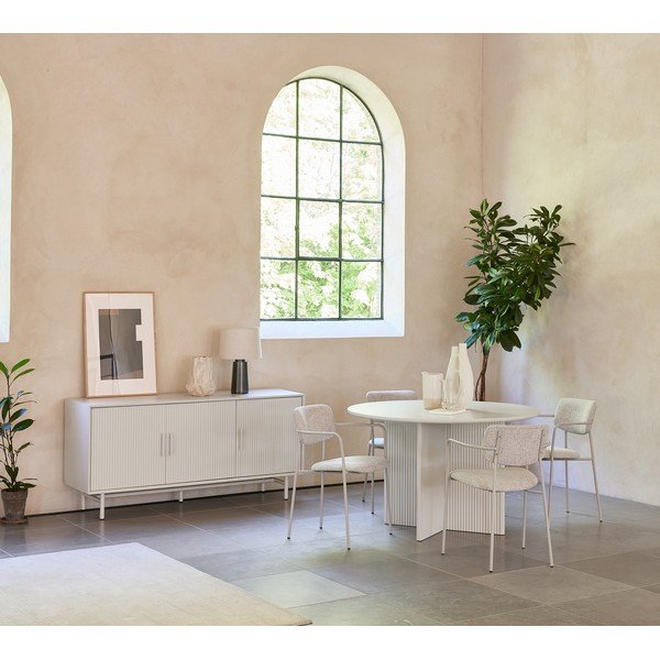 Világosszürke kerek étkezőasztal ø 110 cm Palma – Unique Furniture-image-1