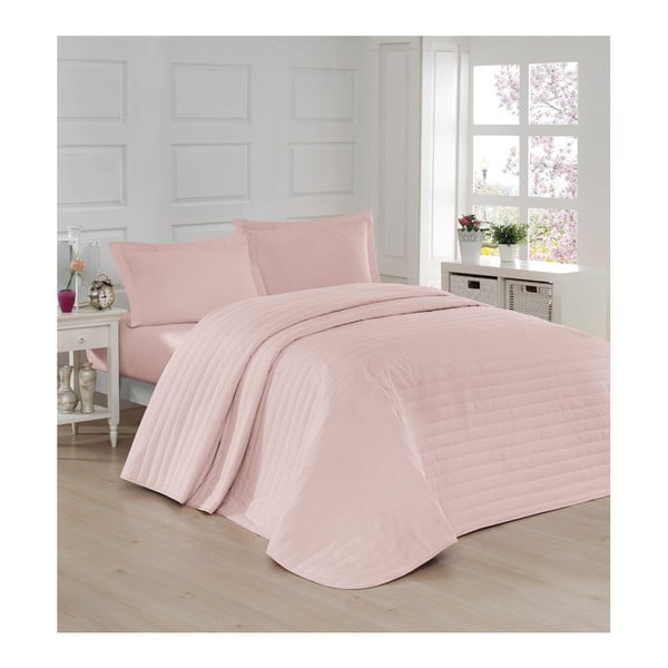 Rózsaszín steppelt ágytakaró franciaágyra 220x240 cm Monart – Mijolnir