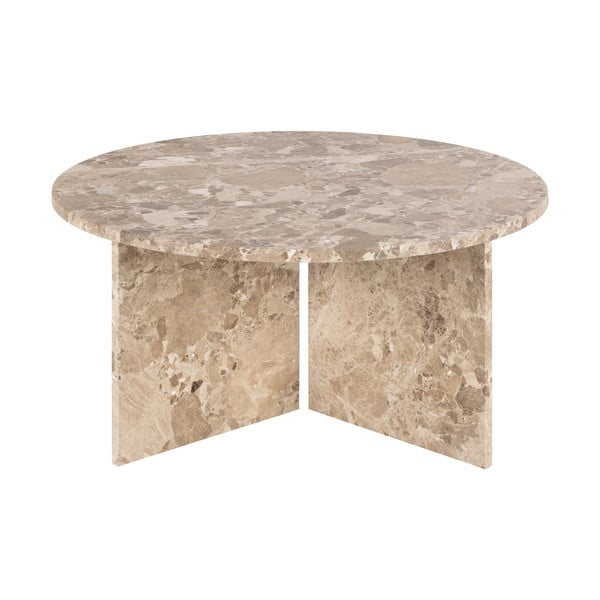 Világosbarna márvány kerek dohányzóasztal ø 90 cm Vega – Actona