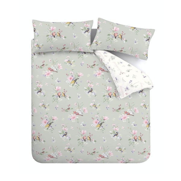 Világoszöld kétszemélyes ágyneműhuzat 200x200 cm Songbird – Catherine Lansfield-image-2