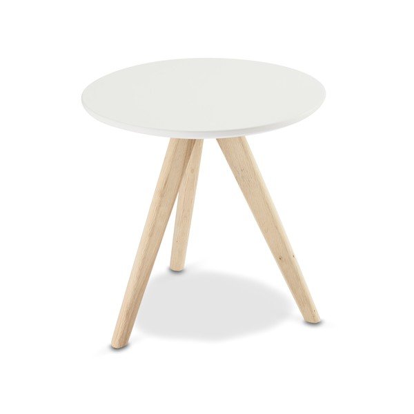 Life fehér dohányzóasztal tölgyfa lábakkal, ⌀ 40 cm - Furnhouse-image-2