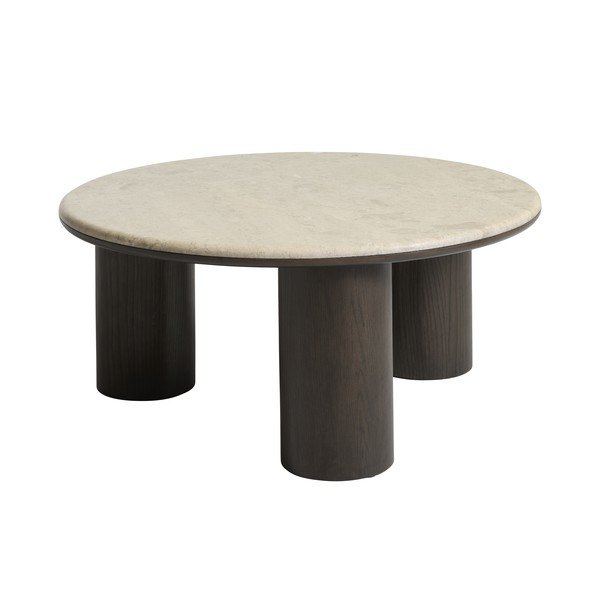 Sötét natúr színű kerek dohányzóasztal márvány asztallappal ø 90 cm Piazze – Unique Furniture