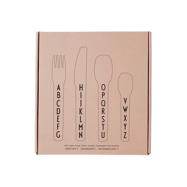 4 db-os rózsaszín gyerek evőeszköz készlet - Design Letters-image-2