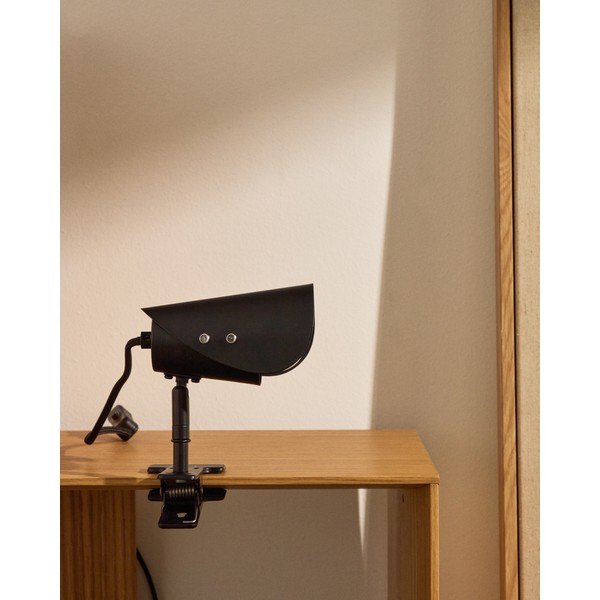 Fekete fém asztali lámpa csiptetővel (magasság 16 cm) Jula – Kave Home-image-3