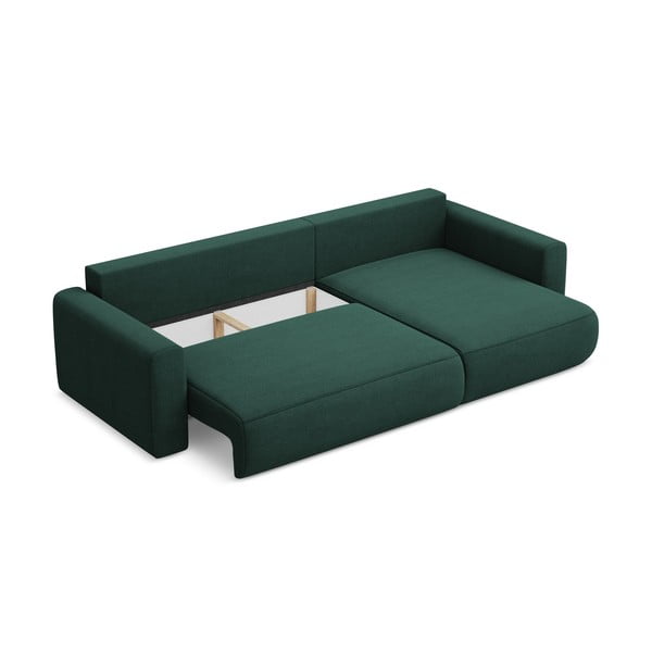 Zöld kinyitható-tárolóhelyes sarokkanapé (jobb oldali-heverő résszel) Kapua – Makamii-image-3