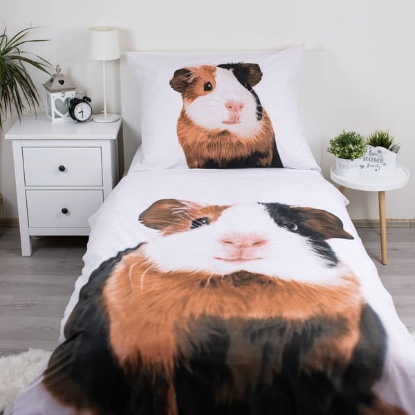 Fehér egyszemélyes pamut gyerek ágyneműhuzat 140x200 cm Guinea Pig – Jerry Fabrics-image-1