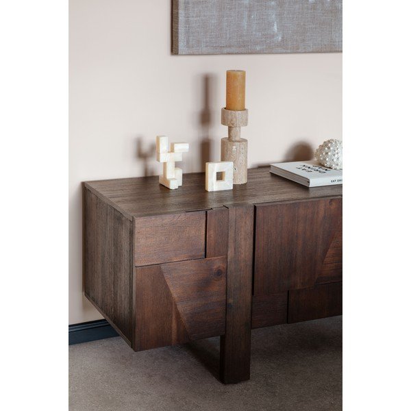 Sötét natúr színű tömörfa TV-állvány 188x60x45 cm Bruneau – Dutchbone-image-4