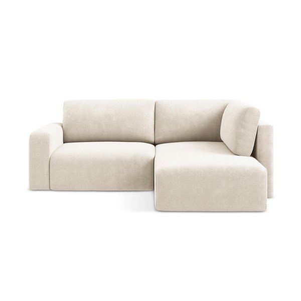 Krémszínű zsenília kinyitható-tárolóhelyes sarokkanapé (jobb oldali-L alakú) Kona – Makamii