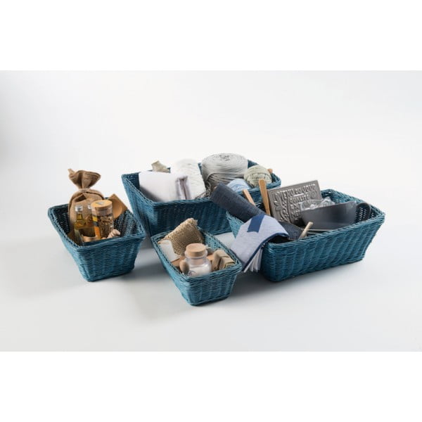 Saga 4 darab kék rattan kosár - Compactor-image-1