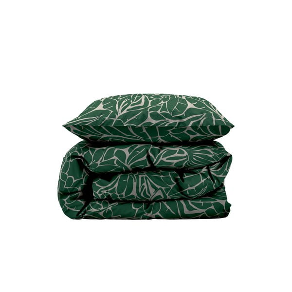 Zöld egyszemélyes damaszt ágyneműhuzat 140x200 cm Abstract leaves – Södahl