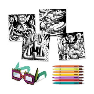 Kifestő 7 db kalligrafikus jelölővel és 3D szemüveggel gyerekeknek - Djeco