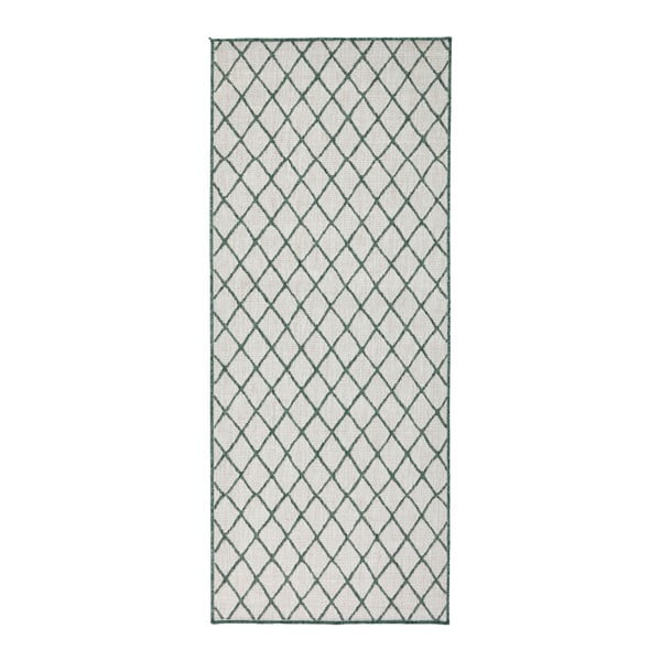 Malaga zöld-krémszínű kültéri szőnyeg, 80 x 250 cm - NORTHRUGS