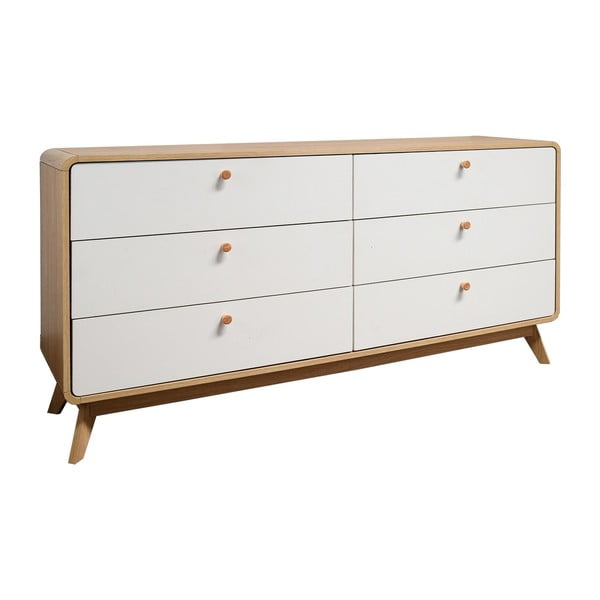 Fehér-natúr színű alacsony komód tölgyfa dekorral 150x74 cm Caitlin – Støraa-image-4