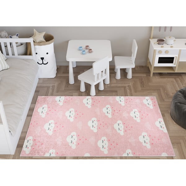 Világos rózsaszín mosható gyerek szőnyeg 100x160 cm Pink Clouds – Vitaus-image-1