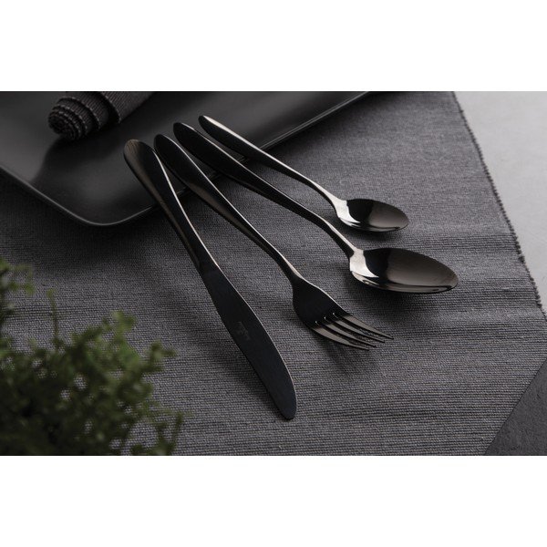 Fekete rozsdamentes acél evőeszköz szett 24 db-os Black Mirror Collection - BerlingerHaus-image-1