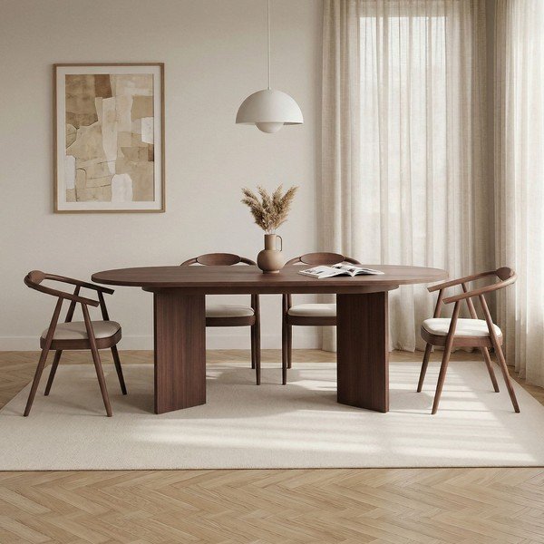 Bővíthető étkezőasztal hosszabbító asztallappal diófa dekorral 90x160 cm Sorell – Kalune Design-image-3