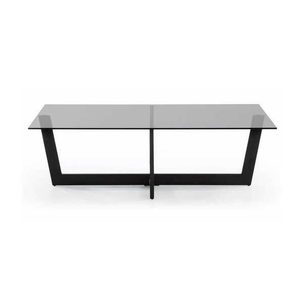 Fekete dohányzóasztal üveg asztallappal 70x120 cm Plam – Kave Home