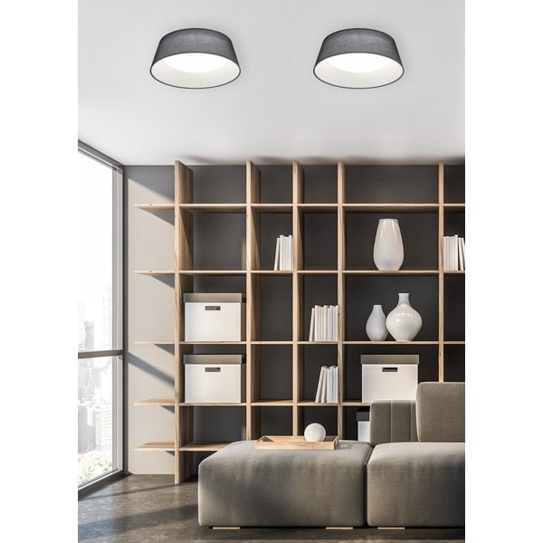 Fekete LED mennyezeti lámpa textil búrával Ponts – Trio-image-1