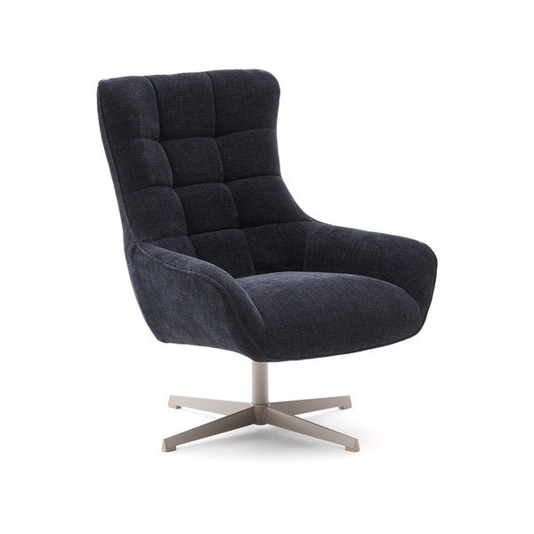 Szürkéskék forgó zsenília fotel Teryl – Kave Home-image-1