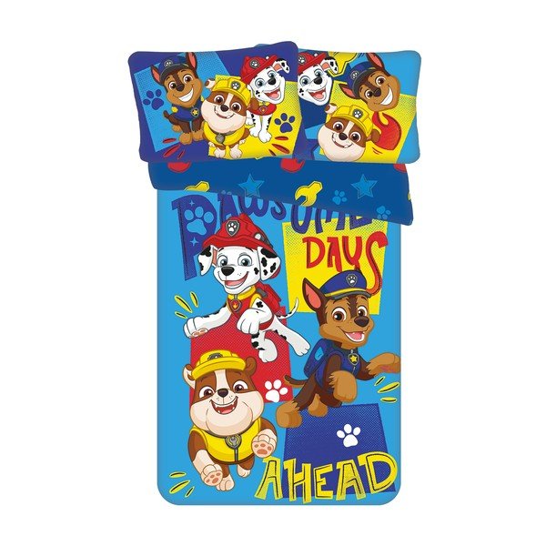 Kék pamut gyerek ágyneműhuzat babaágyhoz 100x135 cm Paw Patrol "Pawsome days ahead" – Jerry Fabrics
