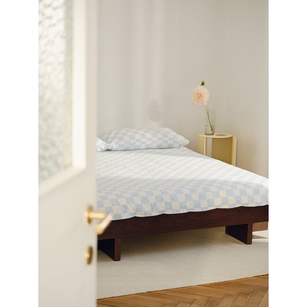 Világoskék-krémszínű egyszemélyes pamut-szatén paplanhuzat 140x200 cm Plu – noo.ma-image-4