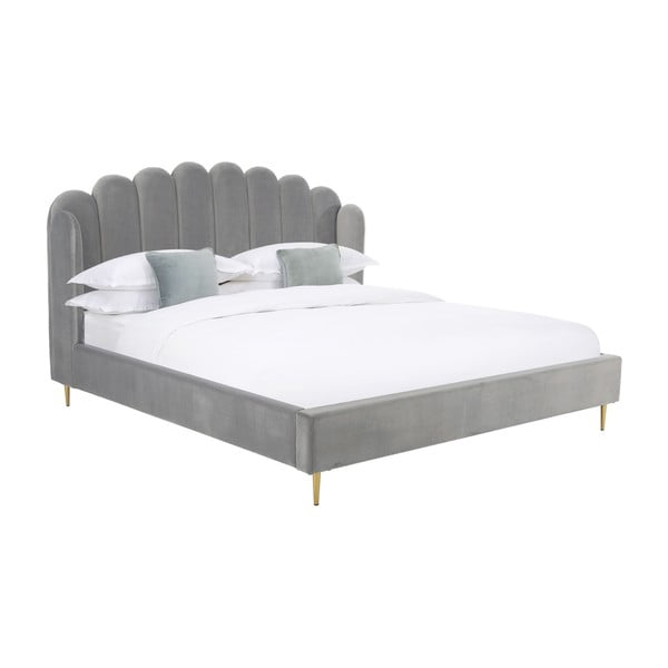 Glamour szürke kárpitozott ágy, 160 x 200 cm - Westwing Collection