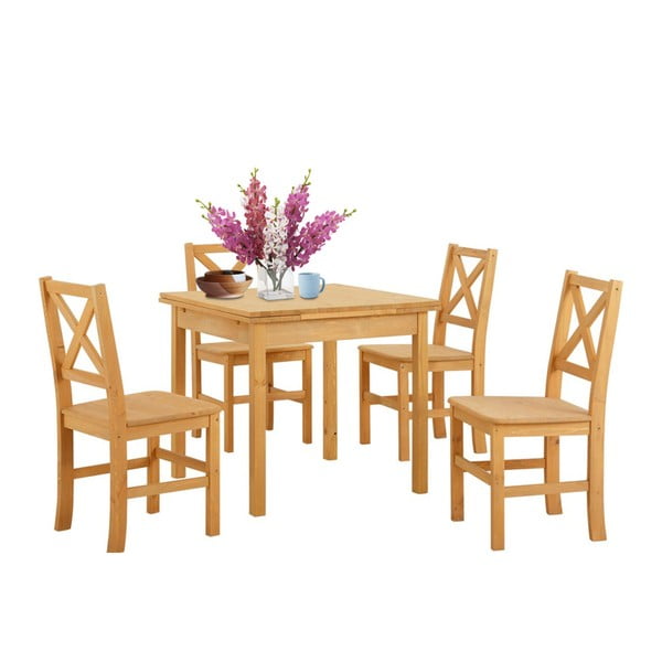 Marlon borovi fenyő étkezőasztal és 4 részes szék szett - Støraa