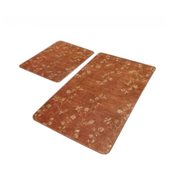 Barna bársony fürdőszobai kilépő szett 2 db-os 60x100 cm – Mila Home