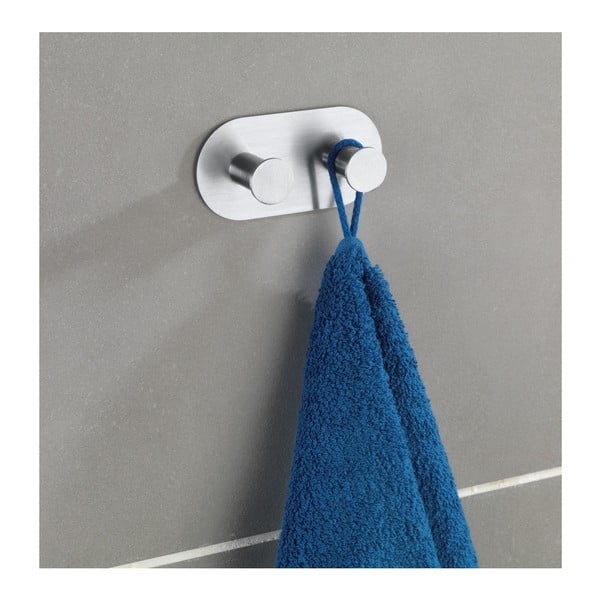 Cona Duo ezüstszínű öntapadós dupla fali akasztó - Wenko-image-3