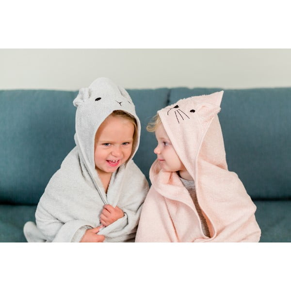 Szürke pamut kapucnis gyerek törölköző 76x76 cm Rabbit – Kindsgut-image-1