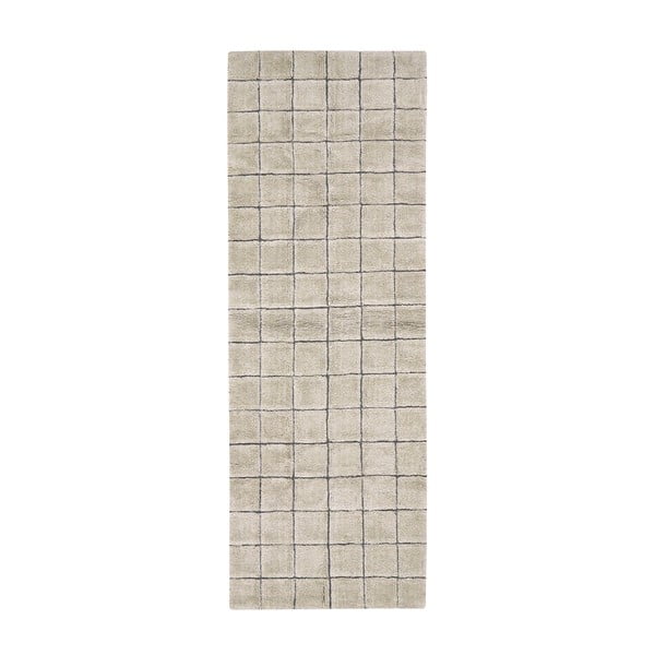 Bézs kézi szövésű gyapjú futószőnyeg 80x230 cm Mosaic Sandstone – Lorena Canals