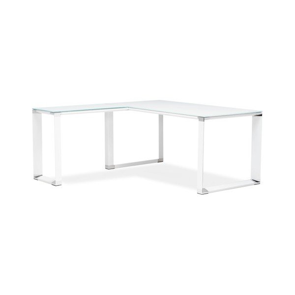 Warner fehér sarok íróasztal üvegből készült lappal - Kokoon-image-2