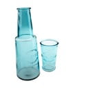 Kék üveg kancsó pohárral, 800 ml - Dakls