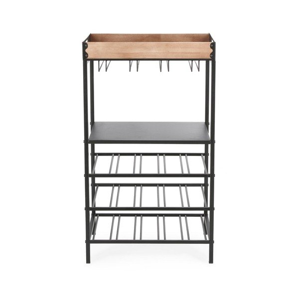 Fekete fém bortartó szekrény palackok száma 15, 48,5x84,5x34 cm Isaac – Yes Everyday-image-3