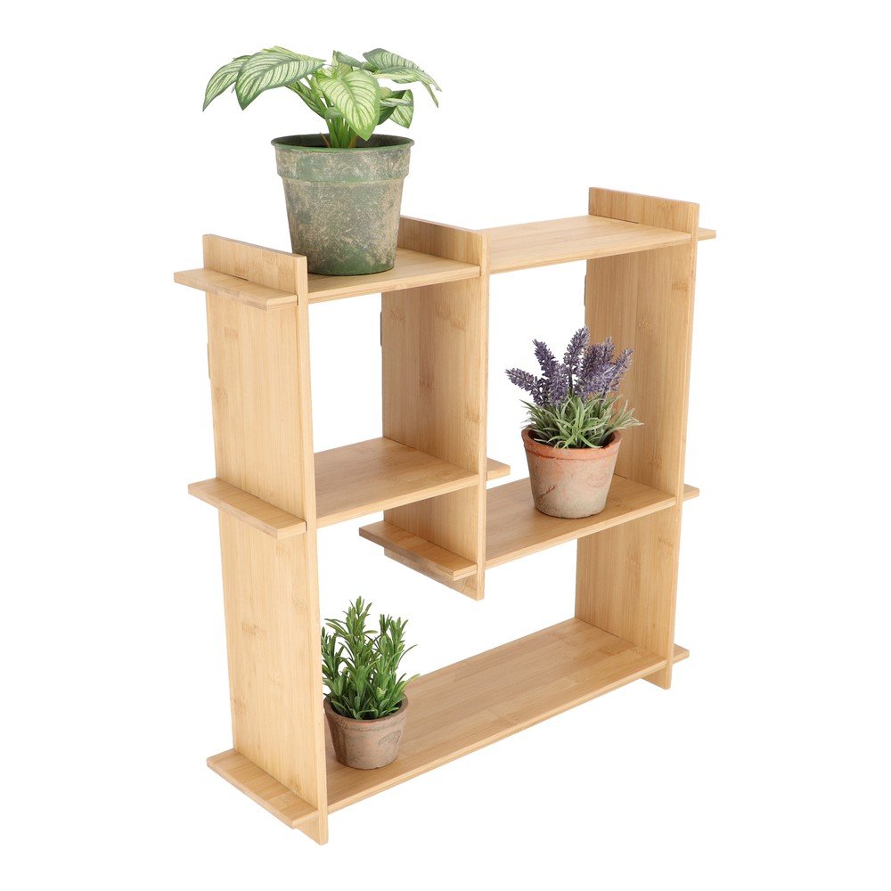 Világos natúr színű többszintes bambusz fali polc 55 cm – Esschert Design