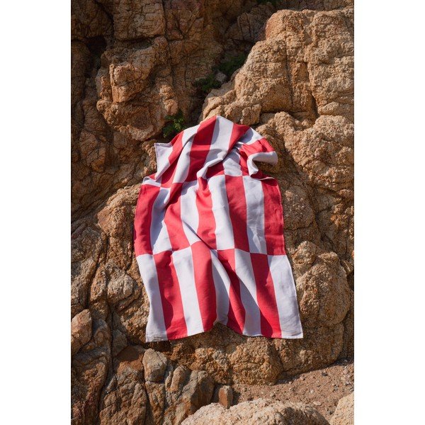 Piros-világoskék pamut strandtörölköző 100x160 cm Su – noo.ma-image-3