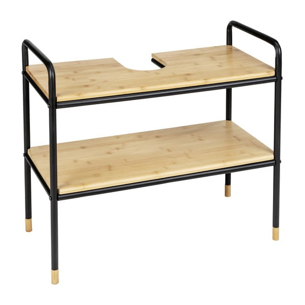 Fekete-natúr színű bambusz mosdó alatti szekrény 70x60 cm Loft – Wenko-image-2