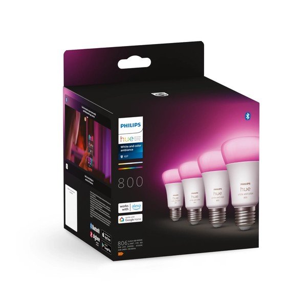 LED okos izzó szett 4 db-os E27, 9 W White and color ambiance – Philips Hue-image-2