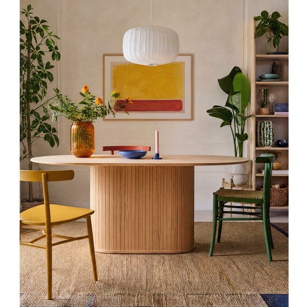 Étkezőasztal tölgyfa dekoros asztallappal 95x180 cm Nola – Unique Furniture-image-3
