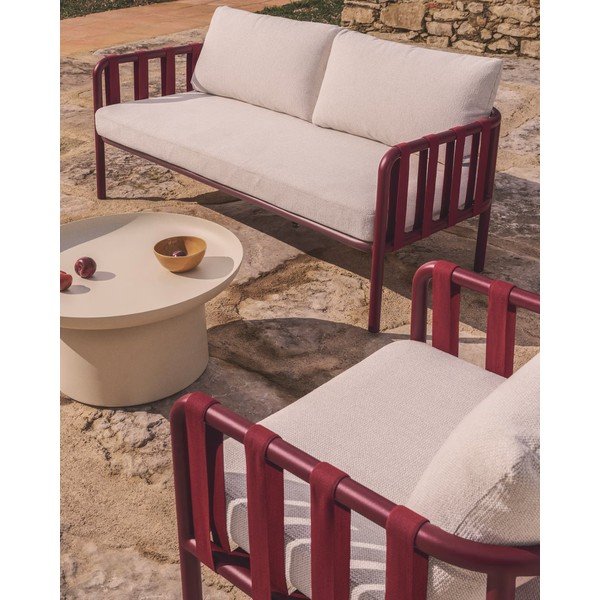 Piros-bézs alumínium négyszemélyes kerti lounge szett Omala – Kave Home-image-2
