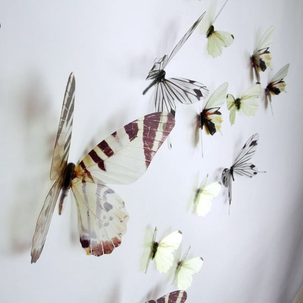 Butterflies Chic 18 db-os fehér 3D falmatrica szett - Ambiance