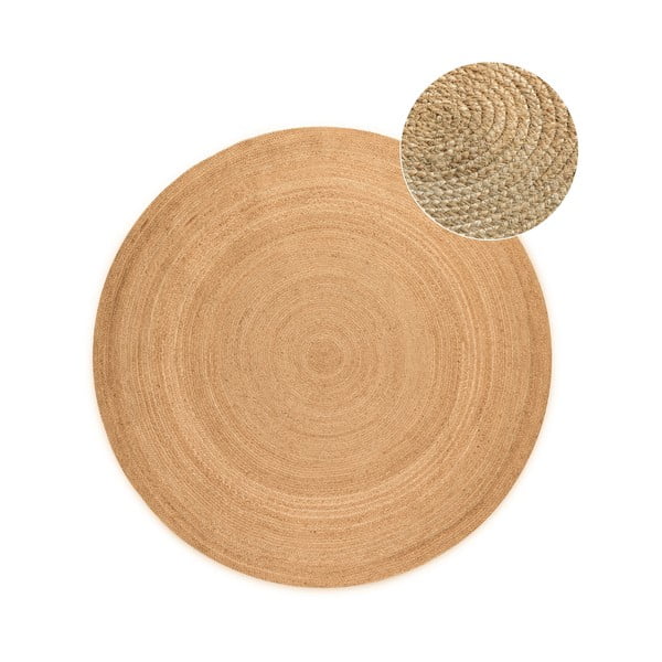 Natúr színű kétoldalas juta kerek szőnyeg ø 140 cm Braided – Hanse Home