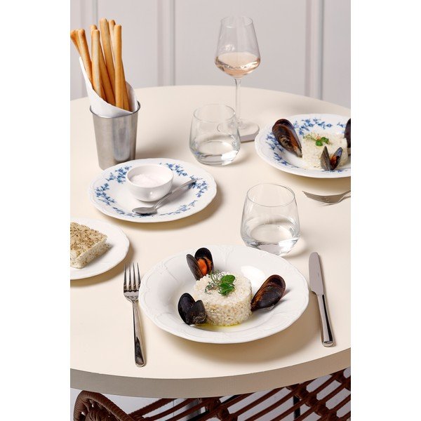 Fehér-kék mély porcelán tányér ø 23,5 cm Retro – BonBistro-image-3