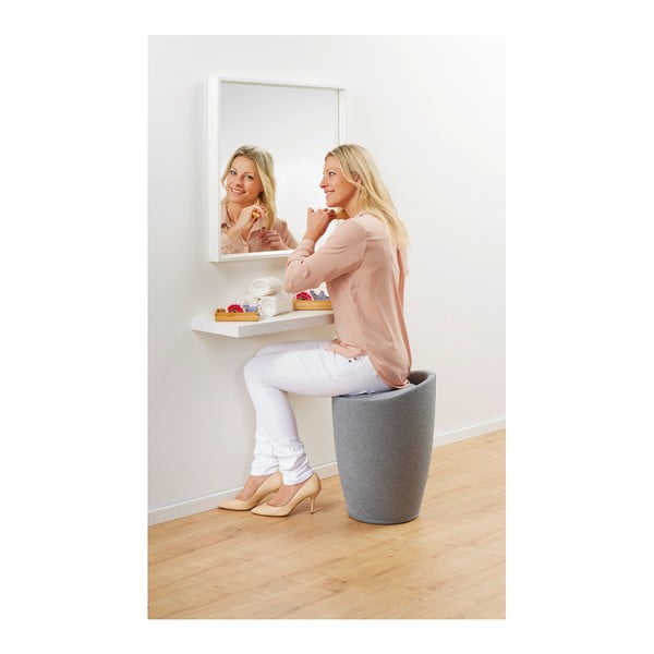 Linen Look világosszürke szennyestartó kosár és ülőke egyben, 20 l - Wenko-image-1