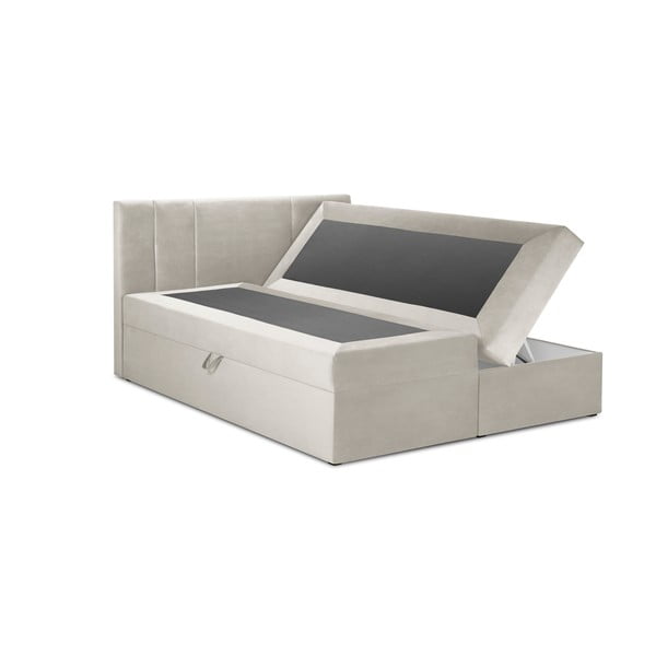 Bézs boxspring ágy tárolóhellyel 200x200 cm Afra – Mazzini Beds-image-2