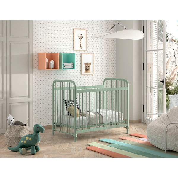 Zöld fém babaágy 60x120 cm BRONXX – Vipack-image-3